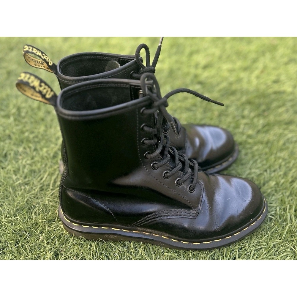 Dr. Martens 1460 AW004 Air Wair 8 Eye Leather Black Boots Womens 8 *Low Tread - Picture 3 of 12